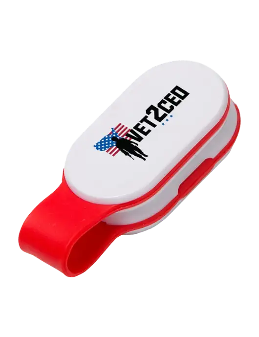 Magna Clip Red Personal Safety Light w/Vet2CEO Logo