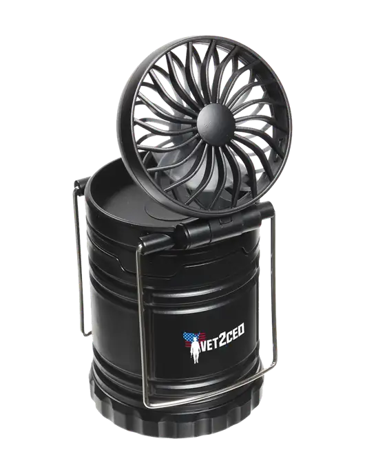 Black Retro Lantern with Fan w/Vet2CEO Logo