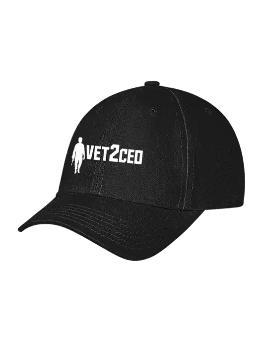 Black Structured Soft Snap Closure Hook & Loop Cap w/Vet2CEO Logo