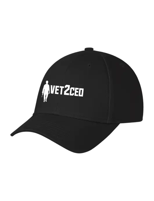 Black Structured Cap Hook & Loop w/Vet2CEO Logo
