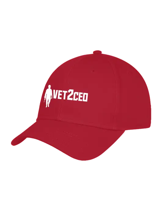 Red Structured Cap Hook & Loop w/Vet2CEO Logo