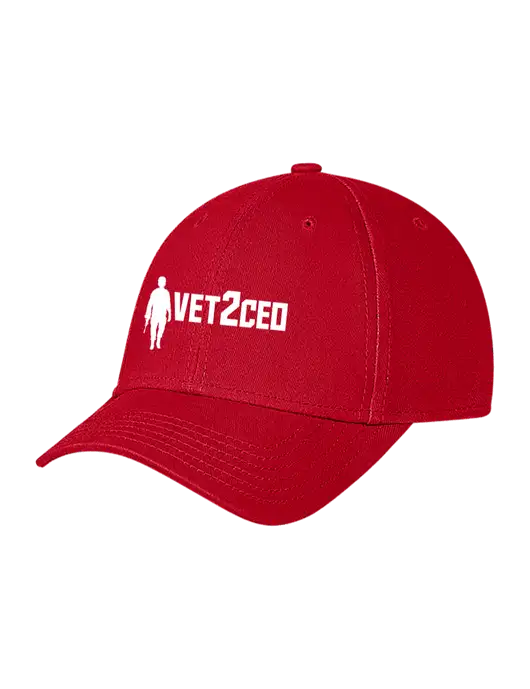 Red Structured Soft Snap Closure Hook & Loop Cap w/Vet2CEO Logo