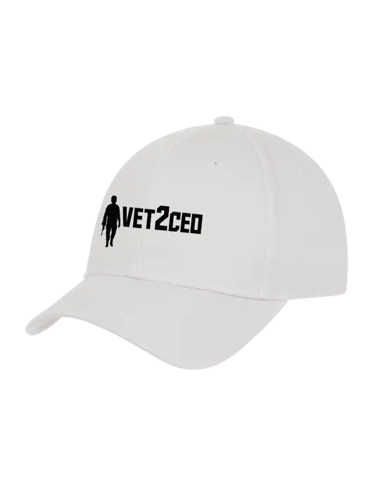White Structured Cap Hook & Loop w/Vet2CEO Logo