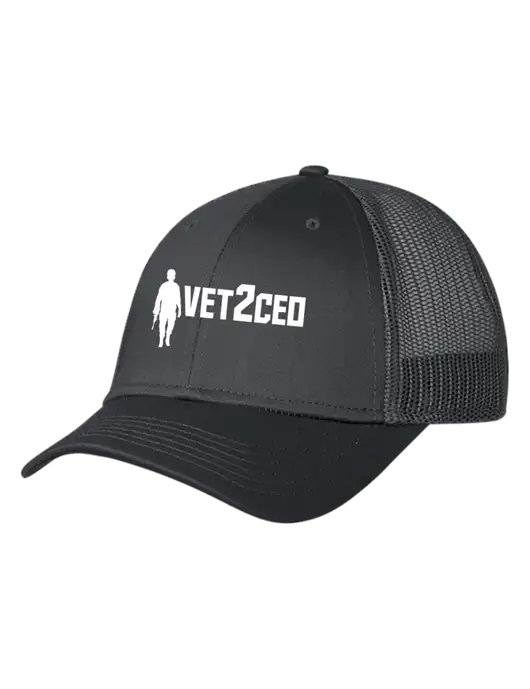 Charcoal Mesh Trucker Cap Snap Back w/Vet2CEO Logo