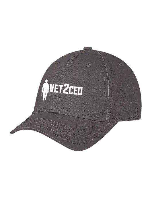 Medium Dark Grey Structured Soft Snap Closure Hook & Loop Cap w/Vet2CEO Logo