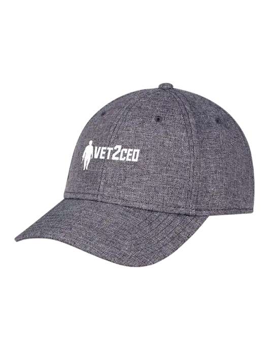 Heather Charcoal Structured Linen Look Cap Hook & Loop w/Vet2CEO Logo