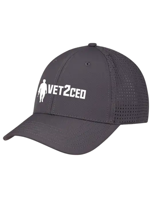 Charcoal Performance Stretchable Cap Hook & Loop w/Vet2CEO Logo