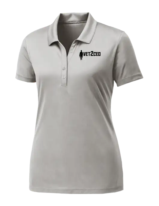 Womens Very Light Grey PosiCharge Competitor Polo w/Vet2CEO Logo