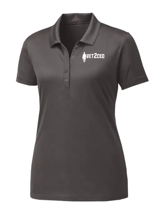 Womens Dark Grey PosiCharge Competitor Polo w/Vet2CEO Logo