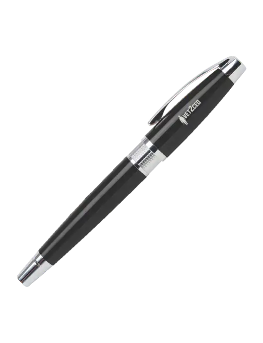 Masscotti Black Rollerball Pen - Black Ink w/Vet2CEO Logo