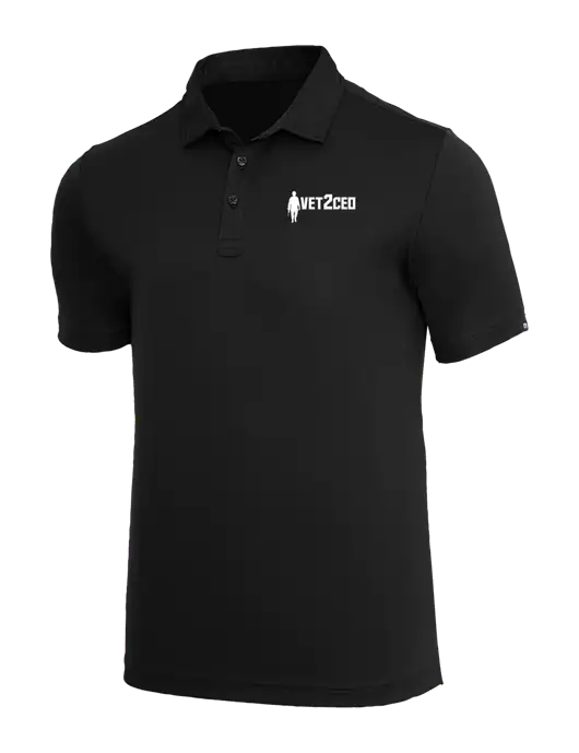 TravisMathew Black Coto Performance Polo w/Vet2CEO Logo