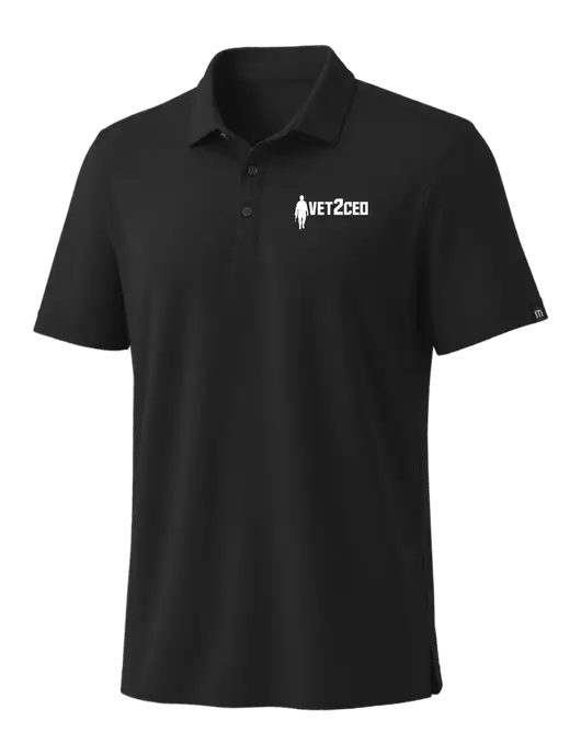 TravisMathew Black Coto Performance Polo w/Vet2CEO Logo