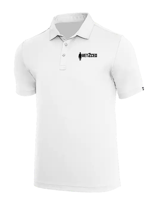 TravisMathew White Coto Performance Polo w/Vet2CEO Logo
