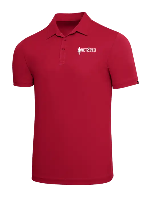 TravisMathew Red Solid Oceanside Polo w/Vet2CEO Logo