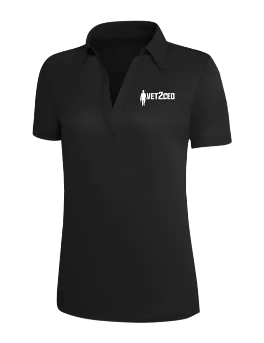 Black Silk Touch Womens Performance Polo w/Vet2CEO Logo