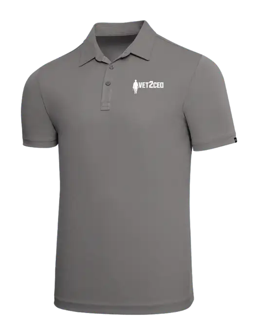 TravisMathew Grey Solid Oceanside Polo w/Vet2CEO Logo