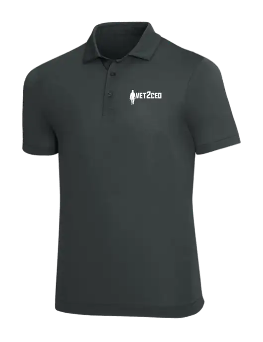 Mercer+Mettle Dark Grey Stretch Jersey Polo w/Vet2CEO Logo