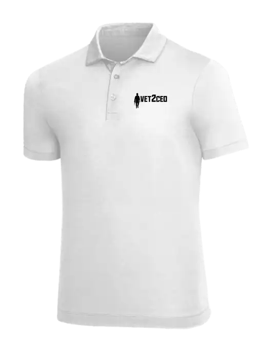 Mercer+Mettle White Stretch Jersey Polo w/Vet2CEO Logo