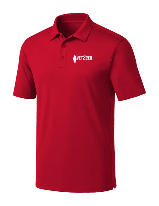 Red Silk Touch Performance Polo w/Vet2CEO Logo