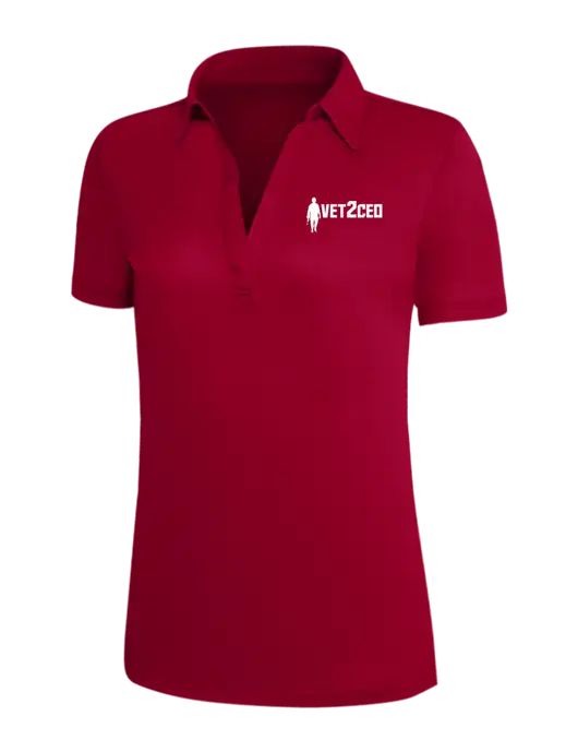 Red Silk Touch Womens Performance Polo w/Vet2CEO Logo