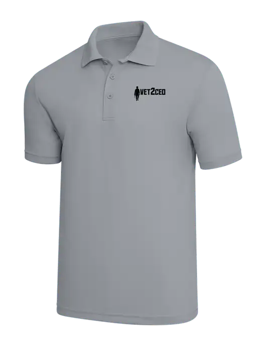 Light Grey PosiCharge RacerMesh Polo w/Vet2CEO Logo