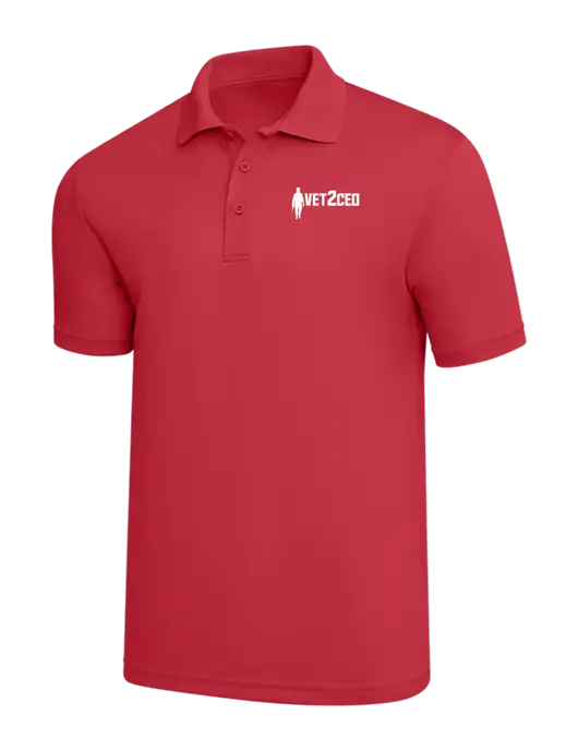 Red PosiCharge RacerMesh Polo w/Vet2CEO Logo