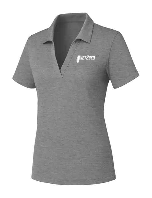Womens Medium Grey Heather PosiCharge RacerMesh Polo w/Vet2CEO Logo