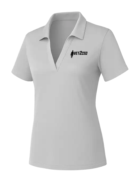 Womens Light Grey PosiCharge RacerMesh Polo w/Vet2CEO Logo