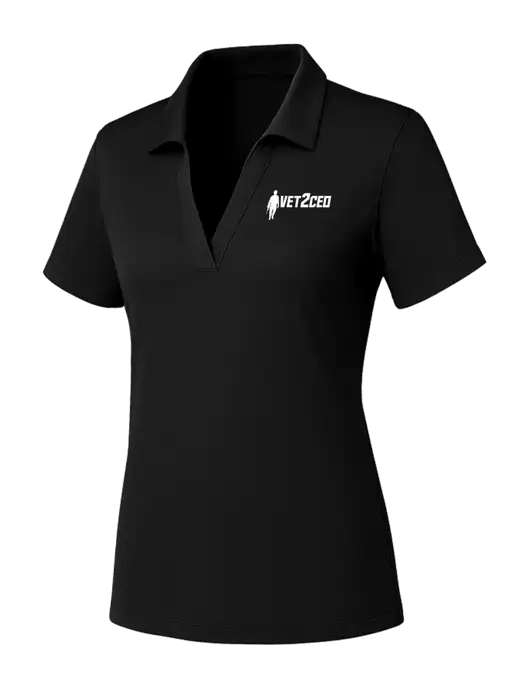 Womens Black PosiCharge RacerMesh Polo w/Vet2CEO Logo