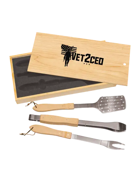 Wood BBQ Gift Set w/Vet2CEO Logo