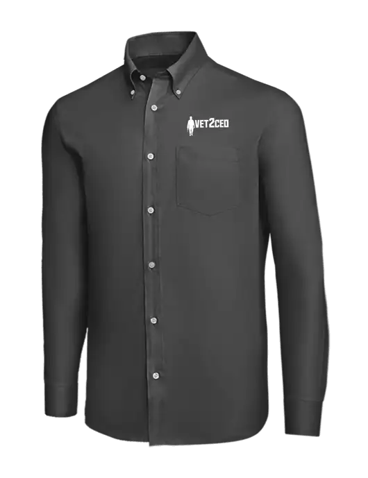 Brooks Brothers Dark Grey Wrinkle-Free Stretch Nailhead Shirt w/Vet2CEO Logo