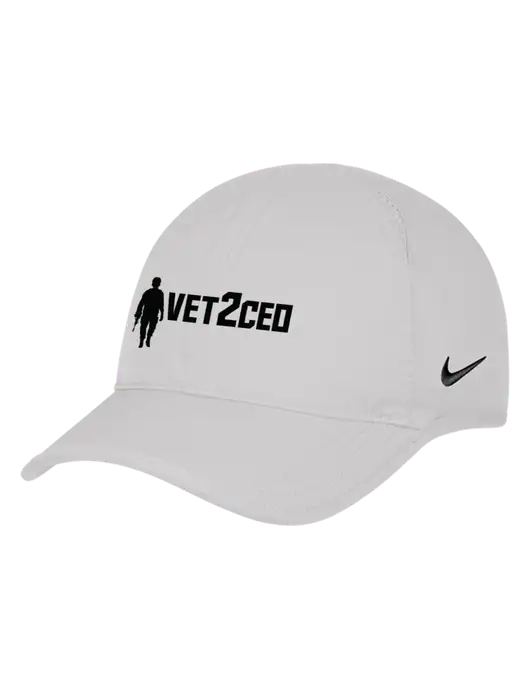 Nike White Featherlight Cap w/Vet2CEO Logo