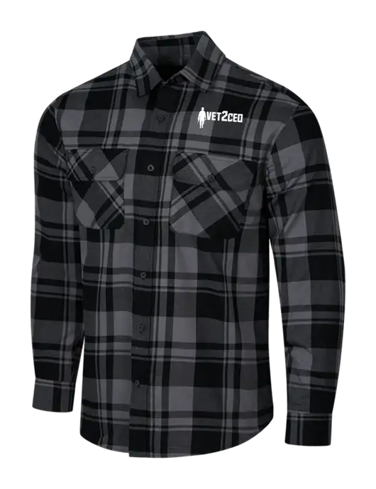 Medium Grey/Black Plaid Flannel Shirt w/Vet2CEO Logo