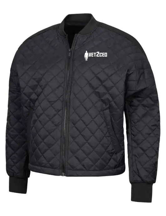 Mercer+Mettle Black Womens Boxy Quilted Jacket w/Vet2CEO Logo