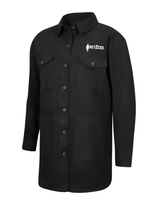 Mercer+Mettle Womens Black Long Sleeve Twill Overshirt w/Vet2CEO Logo