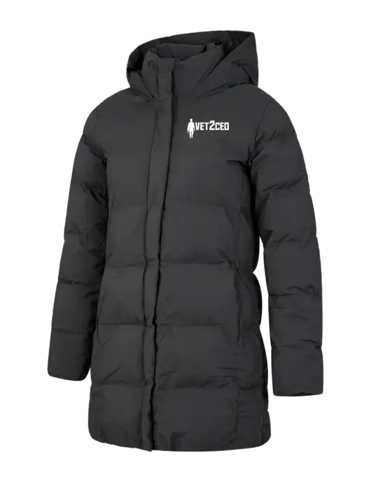 Mercer+Mettle Womens Dark Grey Puffy Parka  w/Vet2CEO Logo