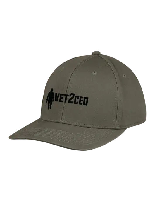 Premium Modern Structured Twill Olive Snapback Cap w/Vet2CEO Logo