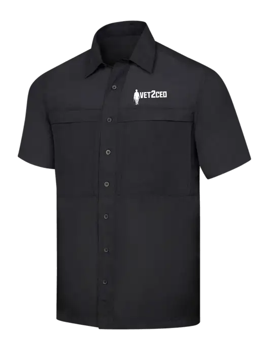 Black Short Sleeve UV Daybreak Shirt w/Vet2CEO Logo