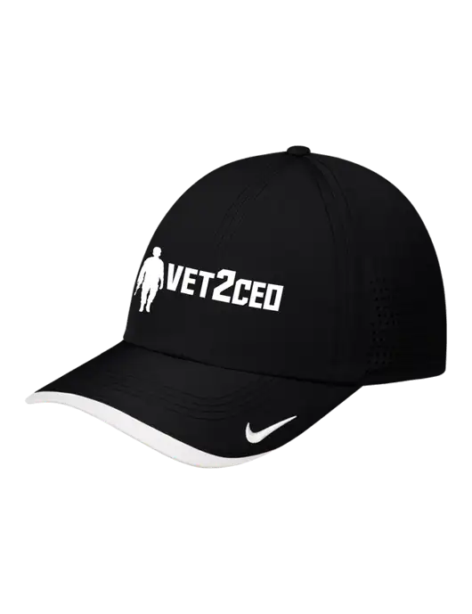 Nike Black/White Dri-FIT Perforated Performance Cap w/Vet2CEO Logo