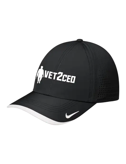 Nike Black/White Dri-FIT Perforated Performance Cap w/Vet2CEO Logo