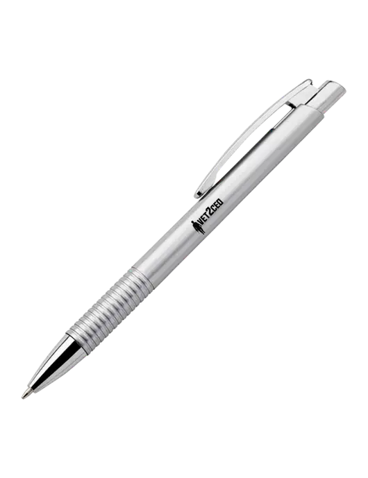 Malay Silver Ballpoint Pen - Blue Ink w/Vet2CEO Logo