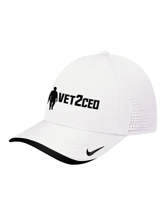 Nike White/Black Dri-FIT Perforated Performance Cap w/Vet2CEO Logo