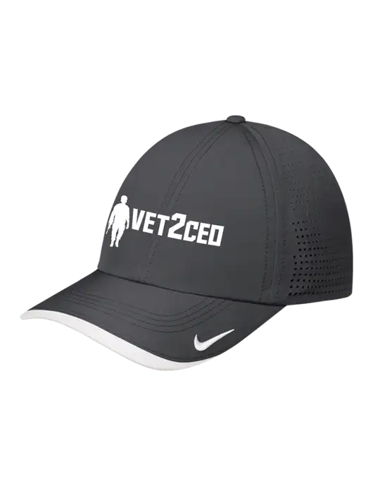 Nike Dark Grey/White Dri-FIT Perforated Performance Cap w/Vet2CEO Logo