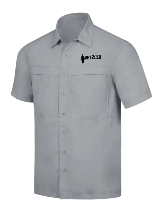 Light Grey Short Sleeve UV Daybreak Shirt w/Vet2CEO Logo
