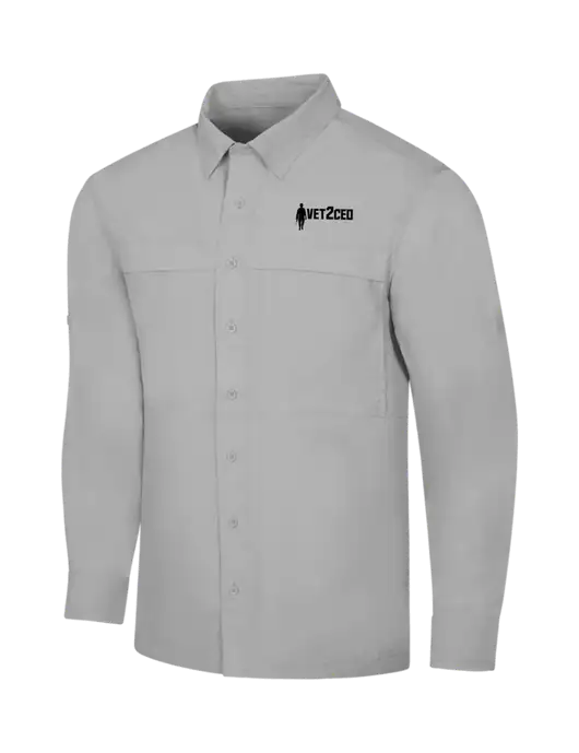 Light Grey Long Sleeve UV Daybreak Shirt w/Vet2CEO Logo