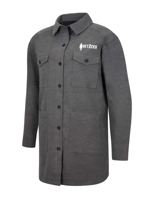 Mercer+Mettle Womens Medium Grey Heather Long Sleeve Twill Overshirt w/Vet2CEO Logo