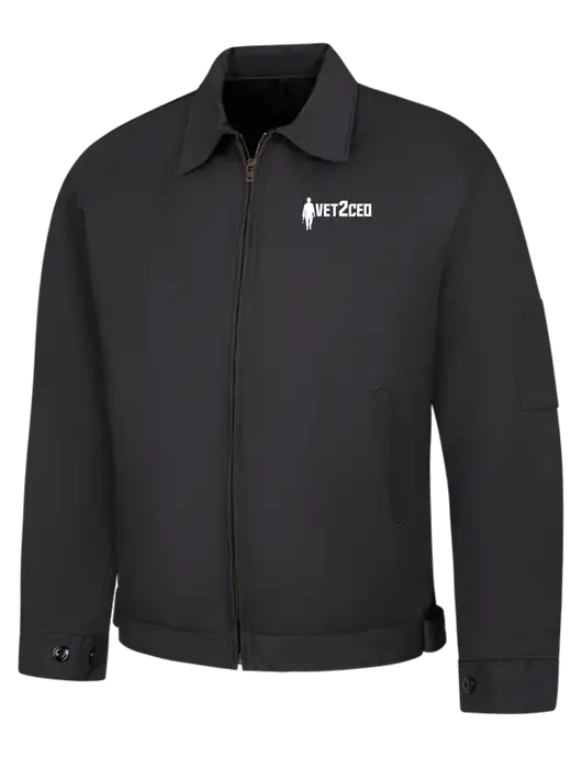 Red Kap Dark Grey Slash Pocket Jacket w/Vet2CEO Logo