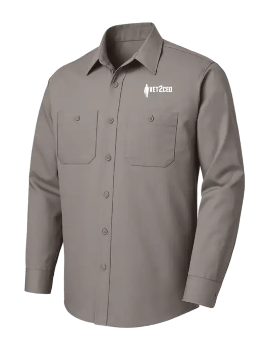 Red Kap Medium Grey Long Sleeve Work Shirt w/Vet2CEO Logo