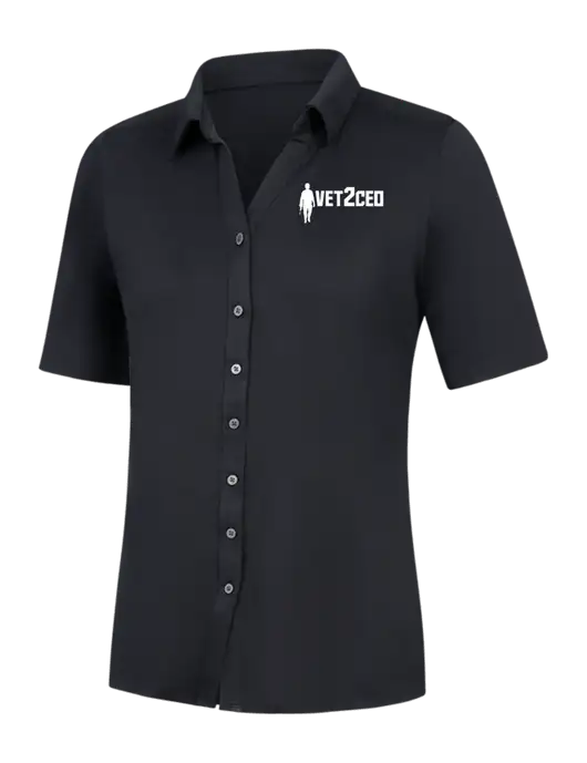 Womens Black City Stretch Top w/Vet2CEO Logo