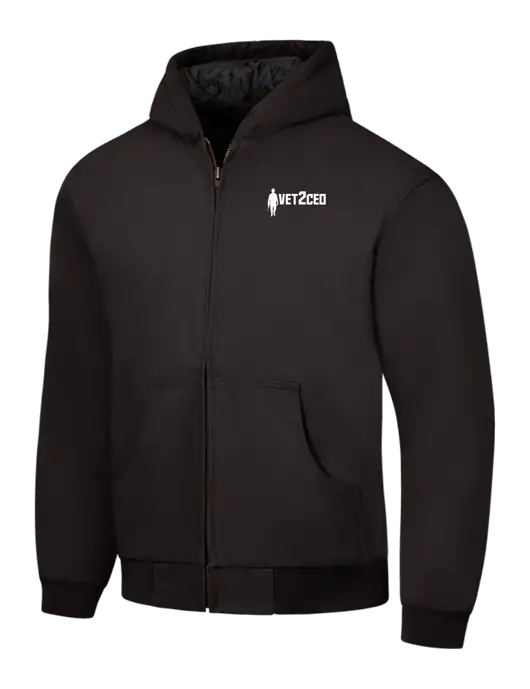 CornerStone Black Duck Cloth Hooded Work Jacket w/Vet2CEO Logo